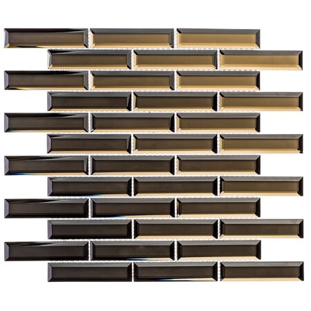 Andova Tiles SAMPLE Vega 1 x 4 Beveled Glass Mosaic Tile SAM-ANDVEG169